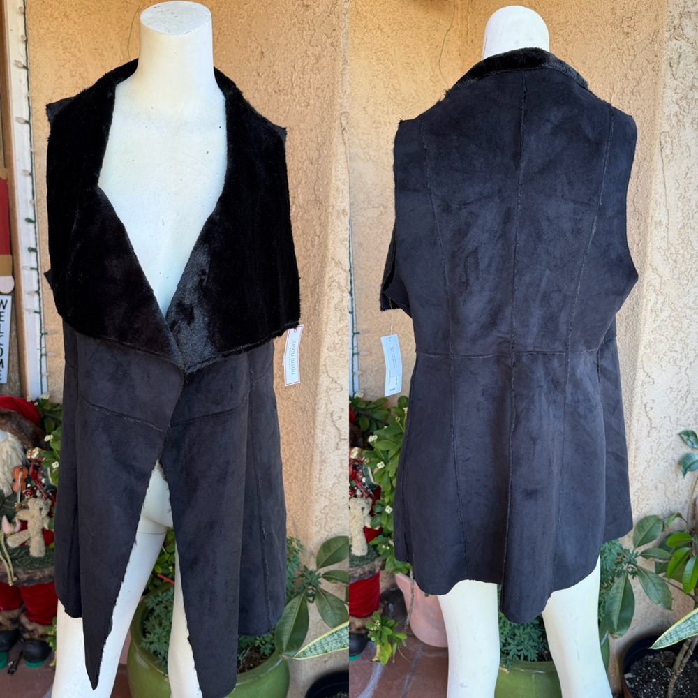 NEW Bisou Bisou Women’s Reversible Faux Fur/Suede Vest LARGE